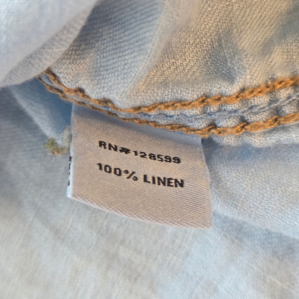 Martin Gordon Mens 100% Linen Long Sleeve Button Down Shirt Blue XL RN128599 - Picture 6 of 7